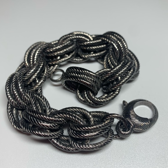 Vintage BRONZE Milor Italian Stainless Steel Dark Heavy Brushed Link Bracelet - Picture 4 of 16